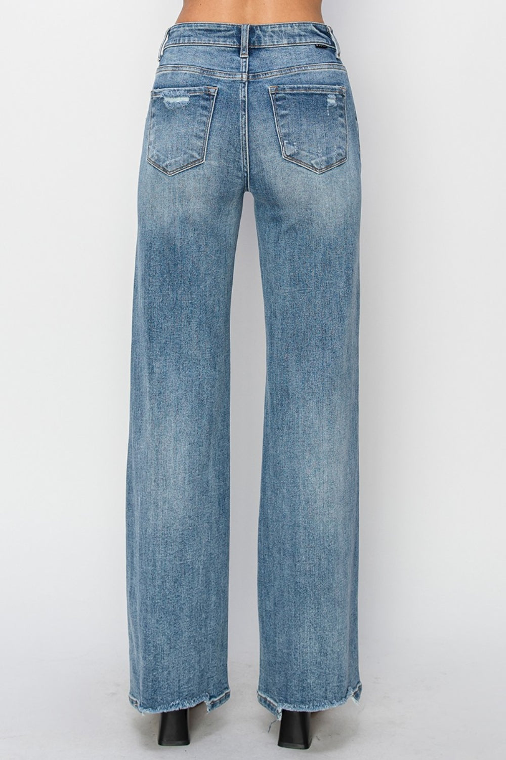 RISEN Full Size High Waist Distressed Wide Leg Jeans - Sydney So Sweet