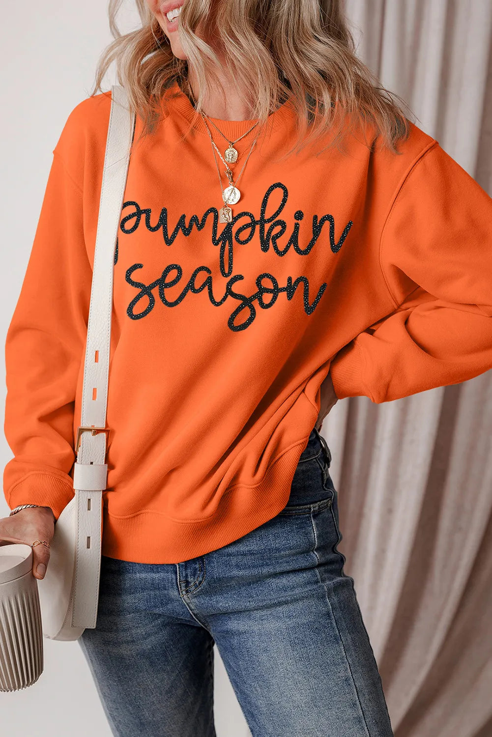 Letter Round Neck Long Sleeve Sweatshirt - Sydney So Sweet