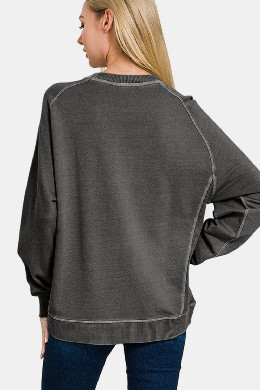 Zenana Full Size Pigment Dyed French Terry Sweatshirt - Sydney So Sweet