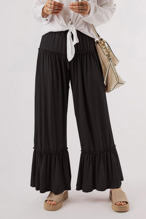 Tied Frill Ruched Bootcut Pants - Sydney So Sweet