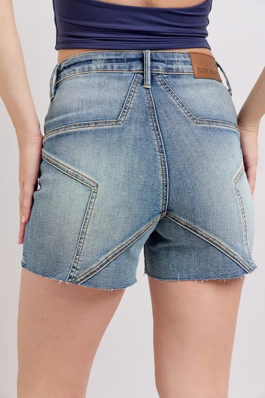 Judy Blue High Waist Star Seam Detail Denim Shorts - Sydney So Sweet
