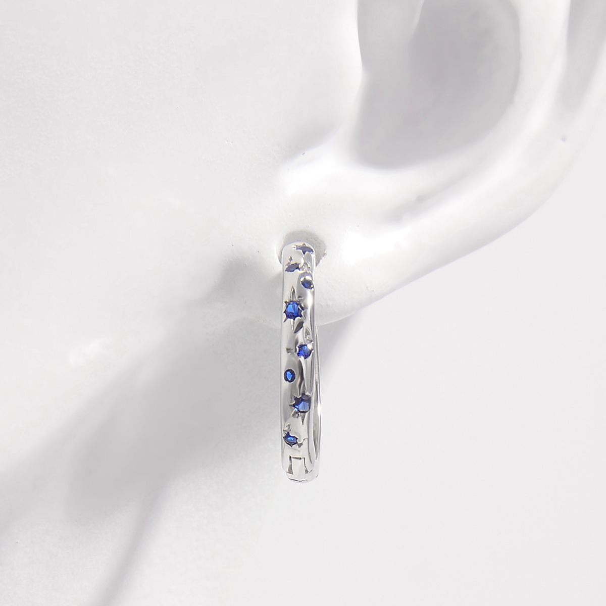 925 Sterling Silver Inlaid Zircon Huggie Earrings - Sydney So Sweet