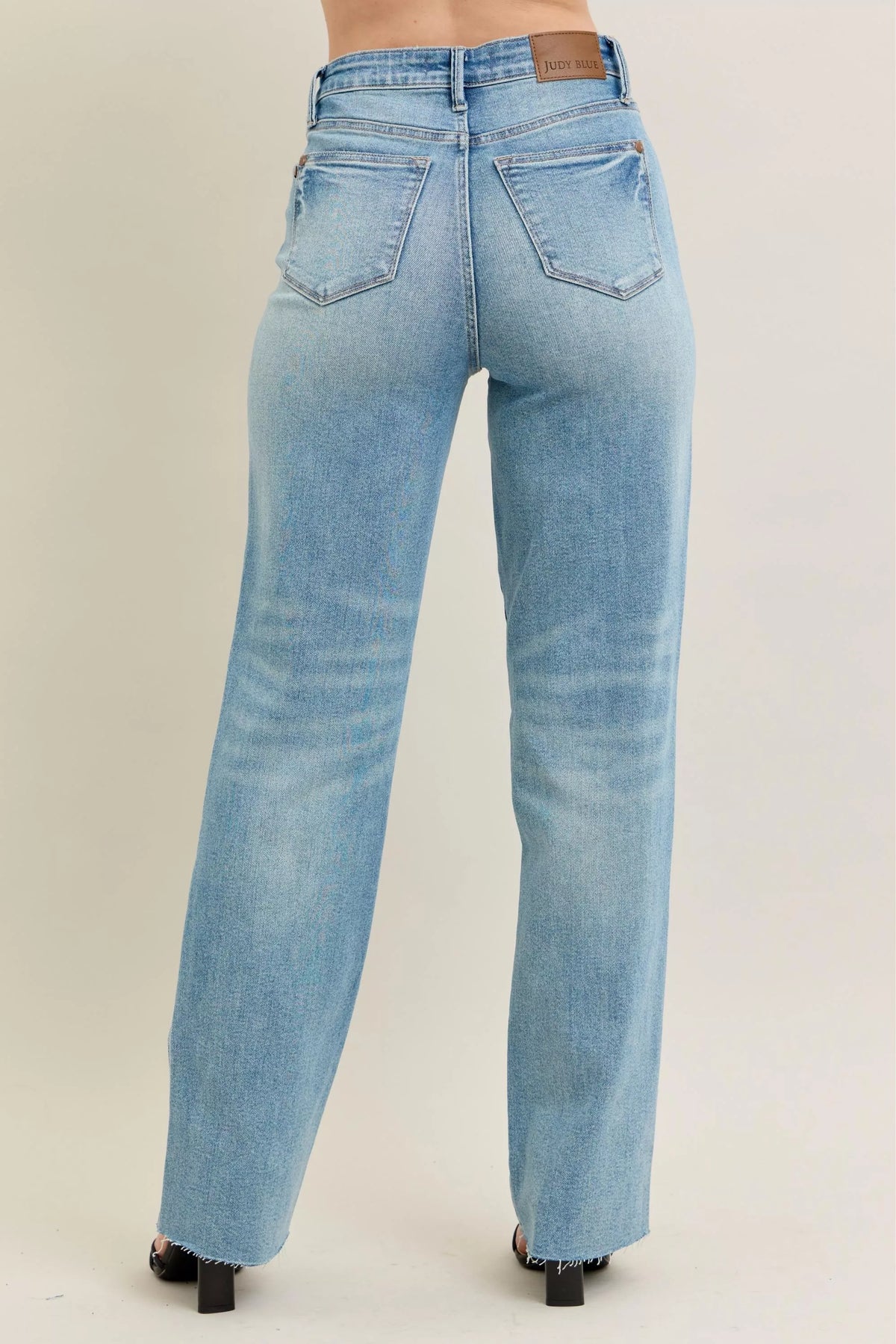 Judy Blue Full Size High Waist Rigid Magic Star Shaped Destroy 90's Straight Jeans Plus Size - Sydney So Sweet