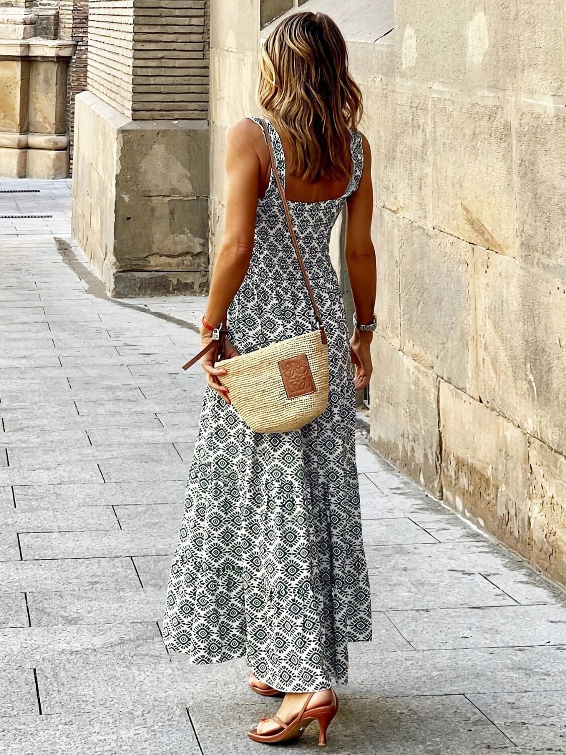 Smocked Printed Square Neck Sleeveless Dress - Sydney So Sweet