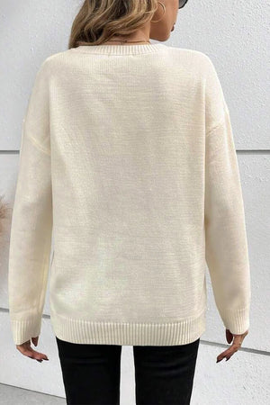 BOO Round Neck Long Sleeve Sweater - Sydney So Sweet