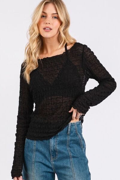 Mittoshop Lettuce Hem Boat Neck Long Sleeve Blouse - Sydney So Sweet