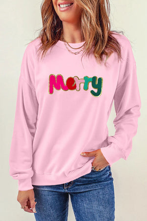 MERRY Round Neck Long Sleeve Sweatshirt - Sydney So Sweet