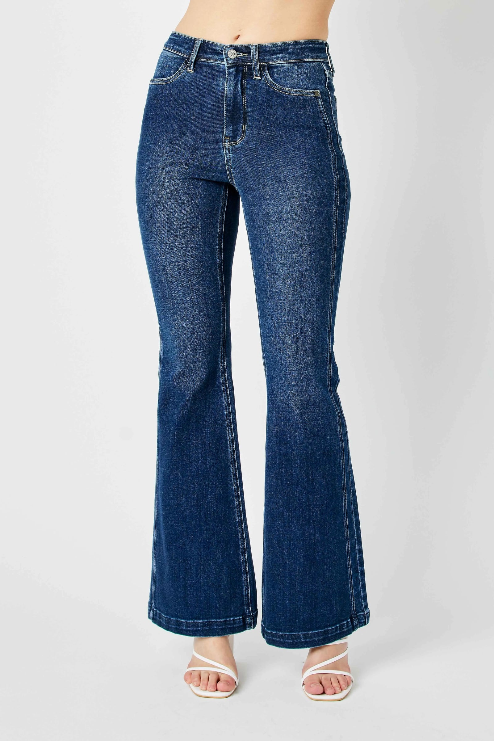 Judy Blue Full Size Hw Angled Side Seam Detail Flare Jeans Plus Size - Sydney So Sweet