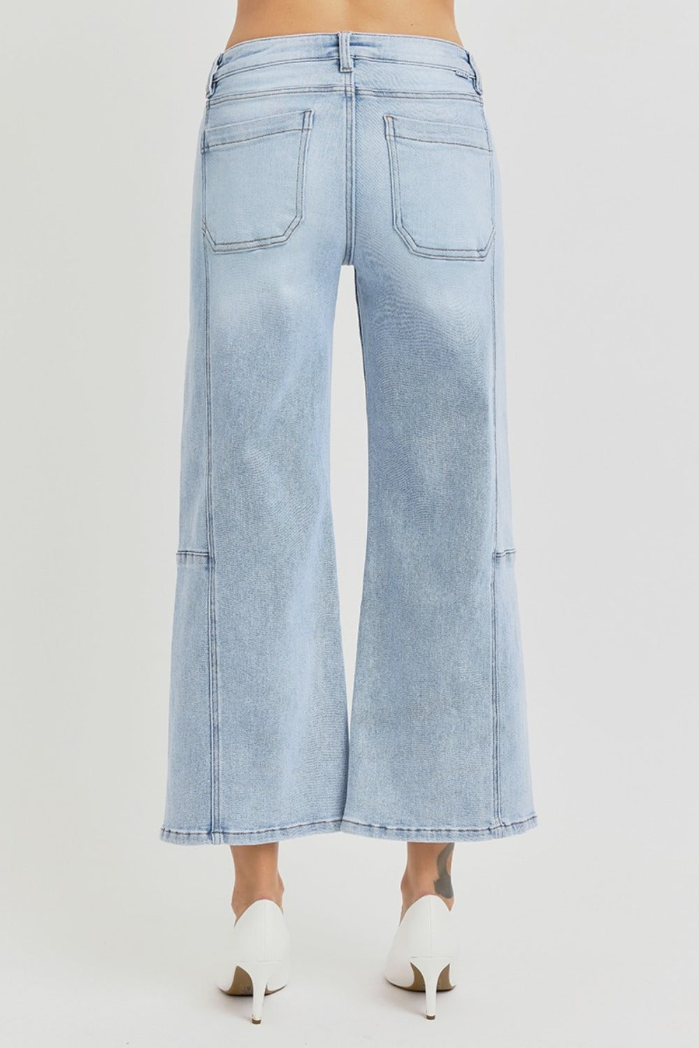 RISEN Full Size High Rise Seamed Detail Wide Leg Crop Jeans - Sydney So Sweet