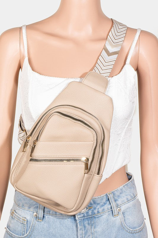 Fame PU Leather Chevron Strap Crossbody Bag - Sydney So Sweet