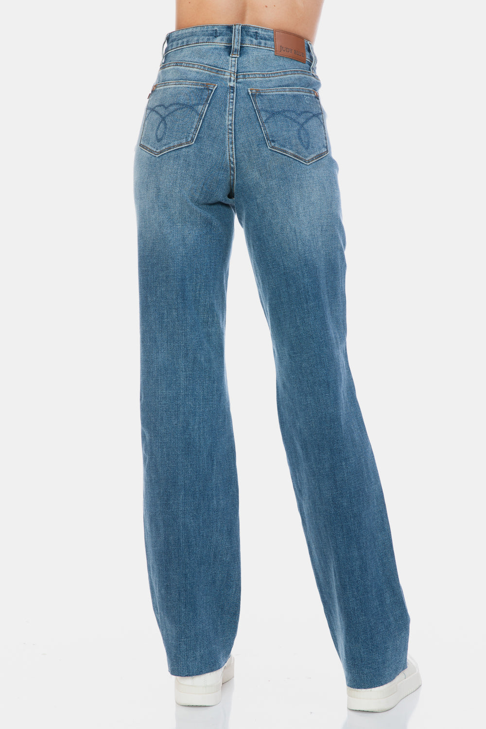 Judy Blue Full Size Tummy Control Cut Raw Hem Straight Jeans - Sydney So Sweet