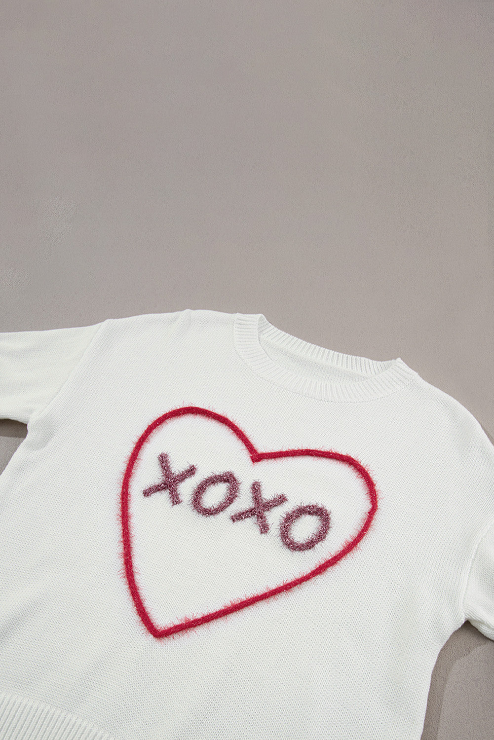 XOXO Round Neck Drop Shoulder Sweater - Sydney So Sweet