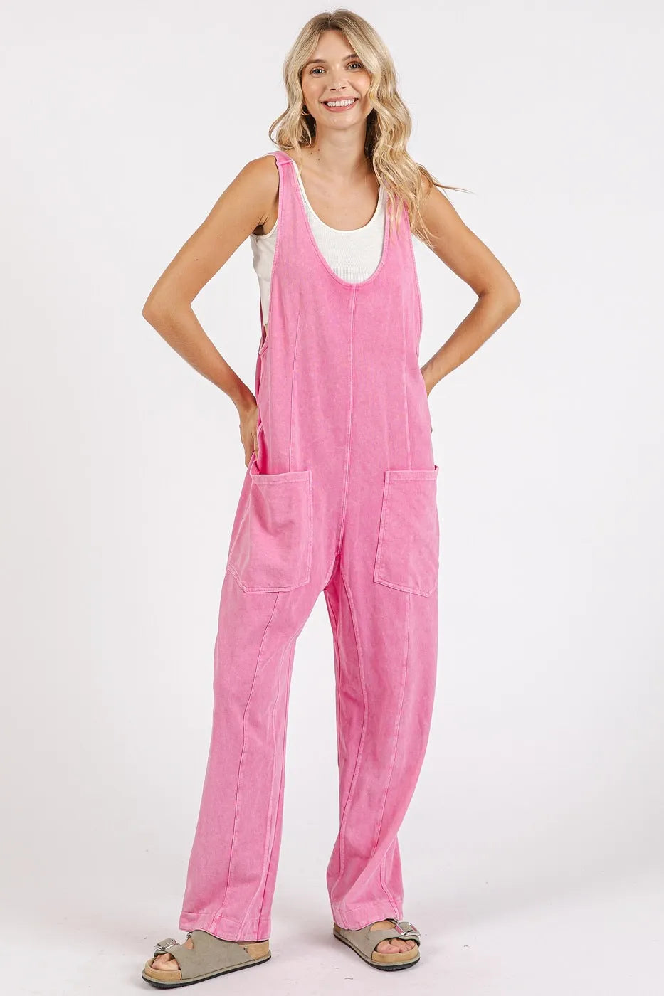 Mittoshop Mineral Wash Relaxed Fit Sleeveless Harem Jumpsuit - Sydney So Sweet