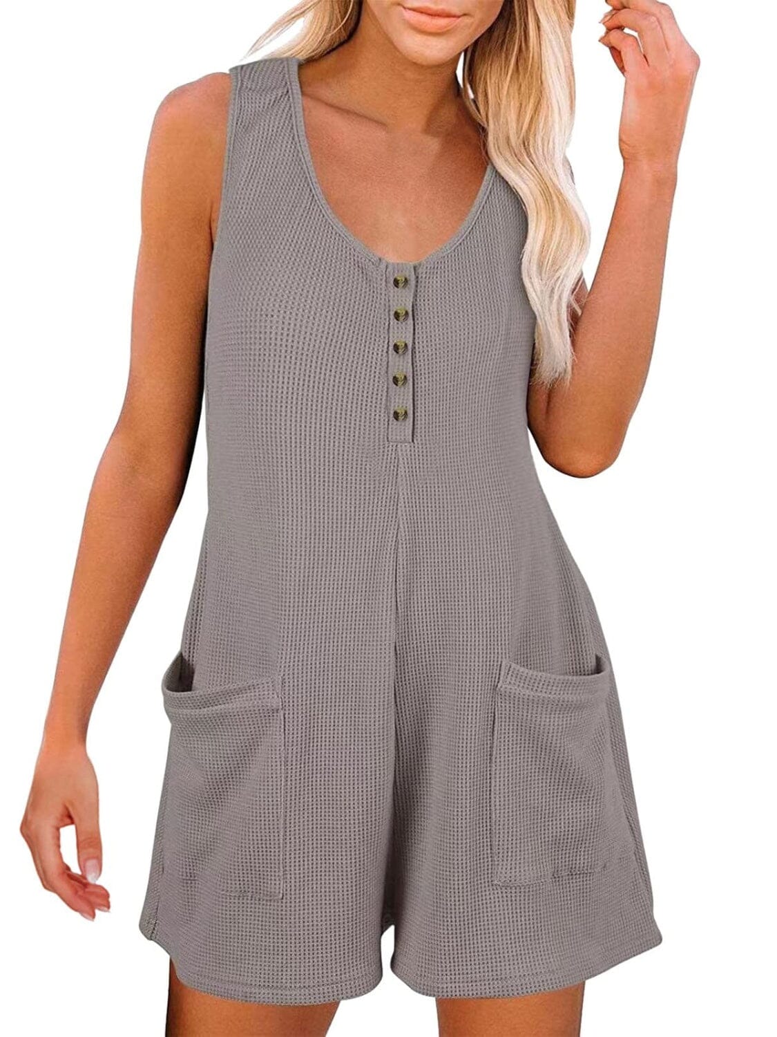 Full Size Pocketed Scoop Neck Sleeveless Romper - Sydney So Sweet