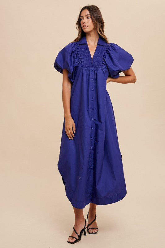 Annie Wear Smocked Puff Sleeve Midi Dress - Sydney So Sweet