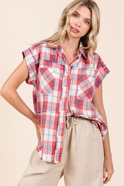 Mittoshop Mineral Wash Plaid Button Down Shirt - Sydney So Sweet