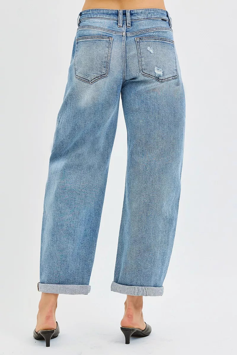 RISEN Full Size Slouchy Ankle Length Barrel Jeans with Cuffs Plus Size - Sydney So Sweet