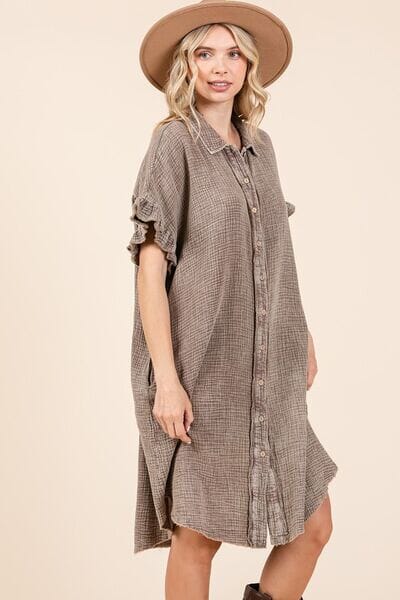 Mittoshop Mineral Wash Cotton Gauze Mini Shirt Dress - Sydney So Sweet