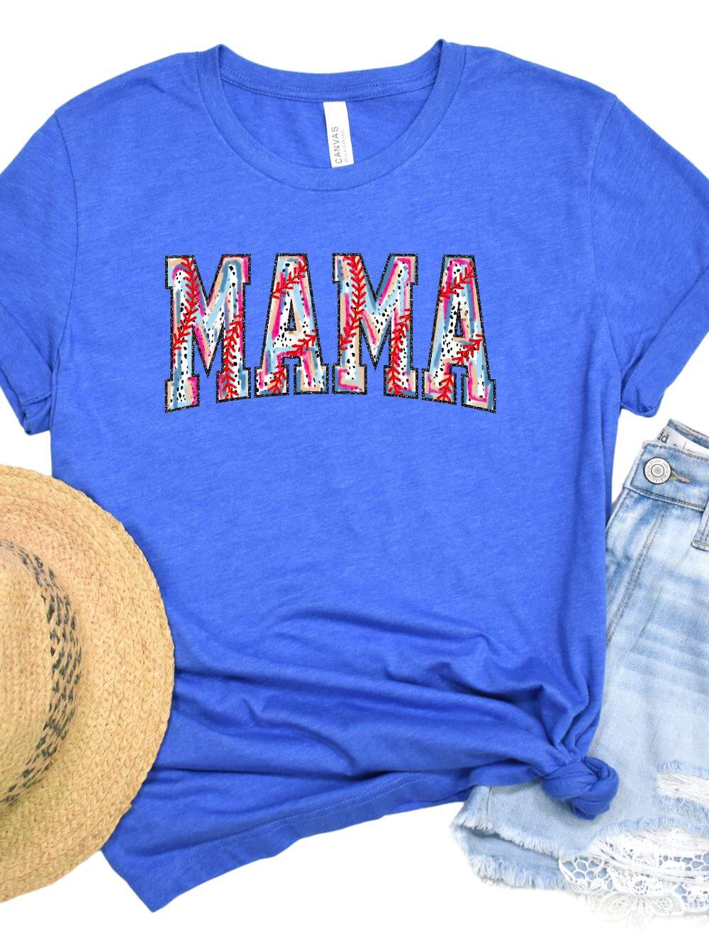 Baseball Mama Stitch Design Mom Graphic T-Shirt - Sydney So Sweet