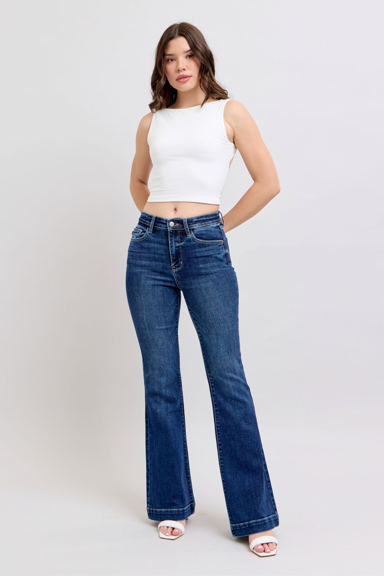 Judy Blue Full Size High Rise Flare Jeans with Pockets Plus Size - Sydney So Sweet