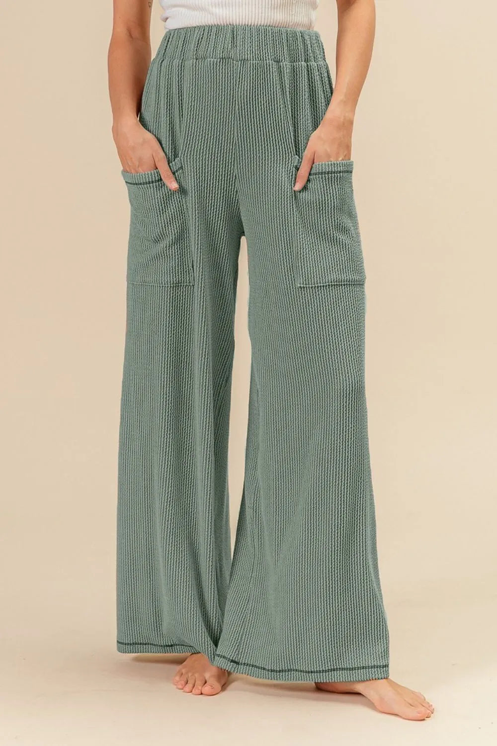 BiBi 2tone Cord Rib Waist Band Side Pocket Pants - Sydney So Sweet