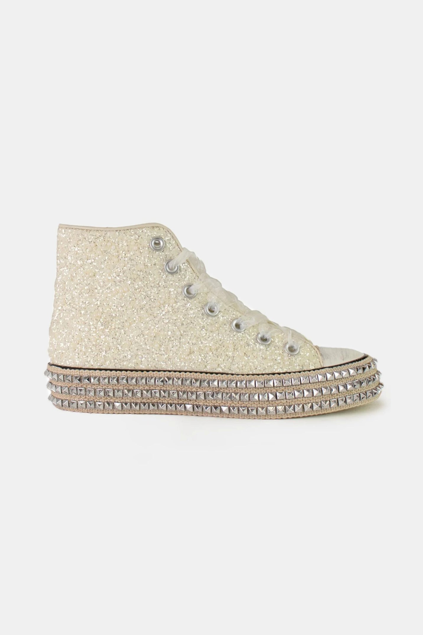 Beast Fashion Glitter Lace-Up Studded Platform Sneakers - Sydney So Sweet