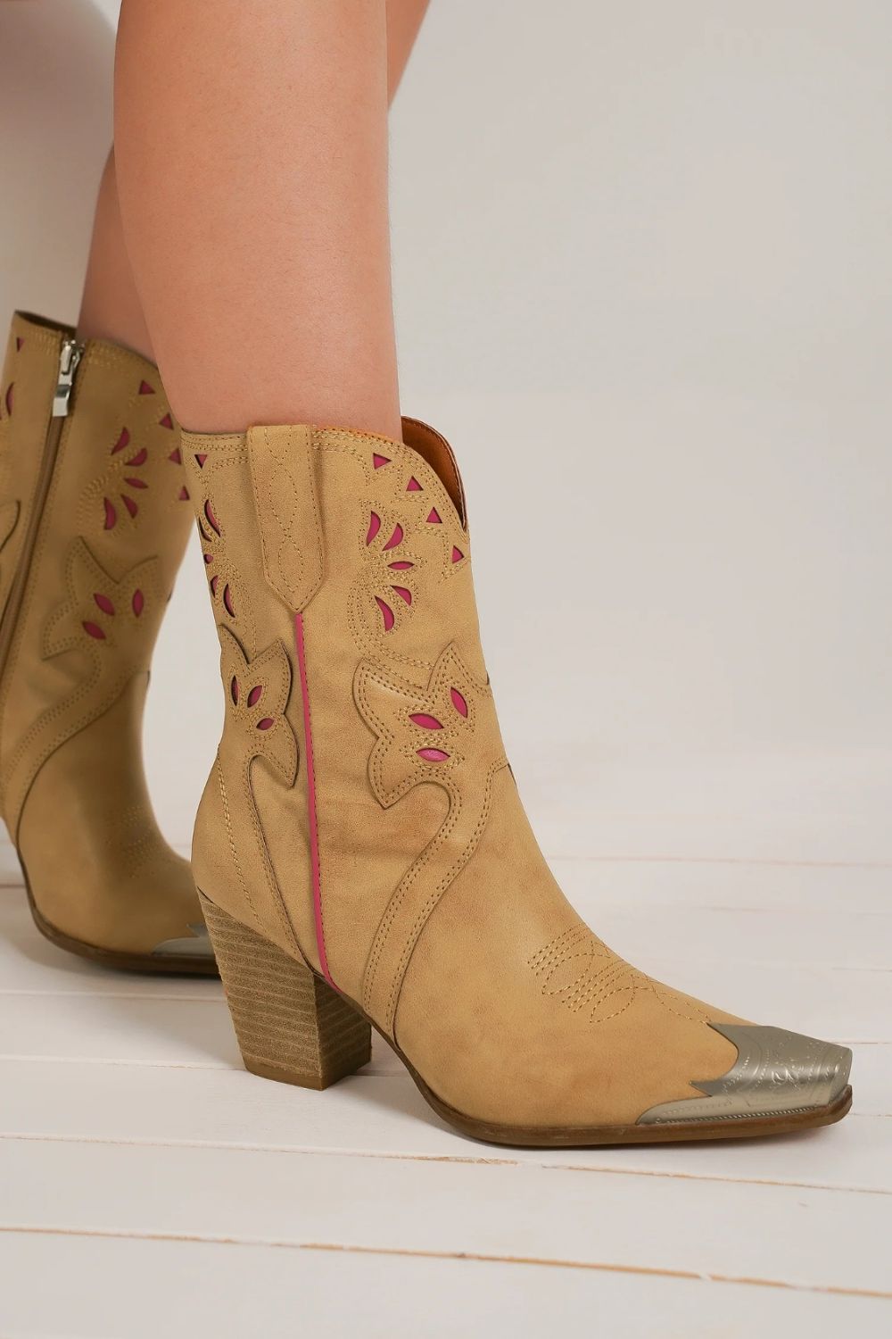 Beast Fashion Cut-Out Floral Embroidery Boots - Sydney So Sweet