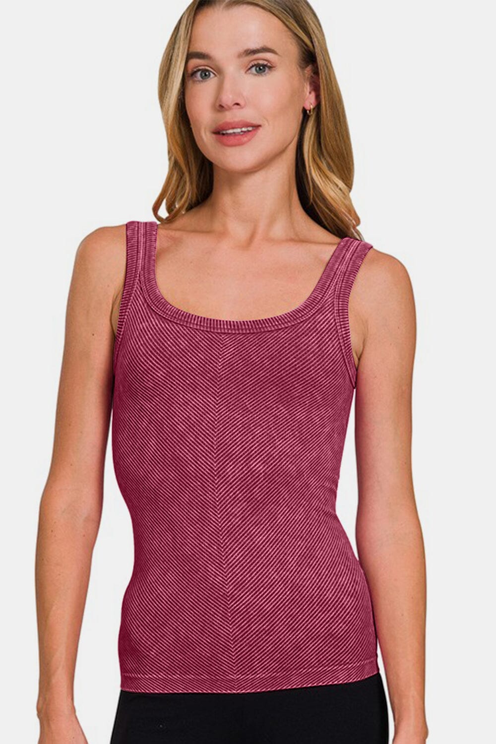 Zenana Ribbed Scoop Neck Tank - Sydney So Sweet