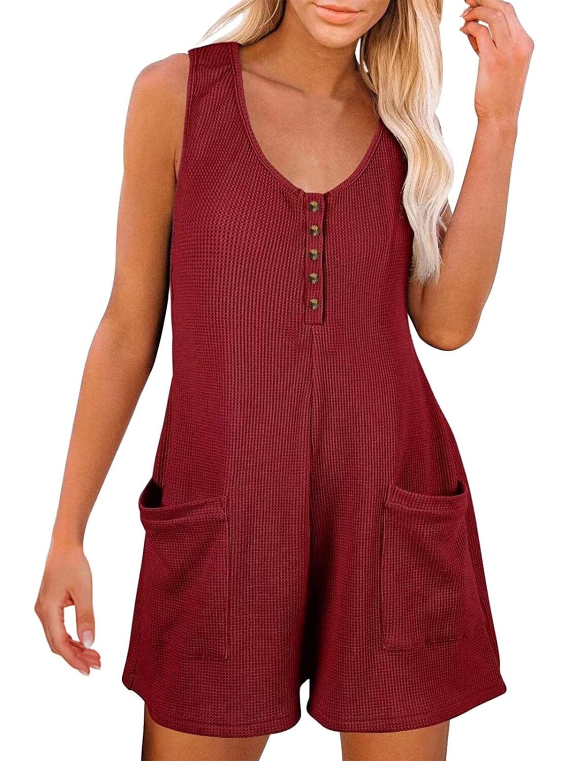 Full Size Pocketed Scoop Neck Sleeveless Romper - Sydney So Sweet