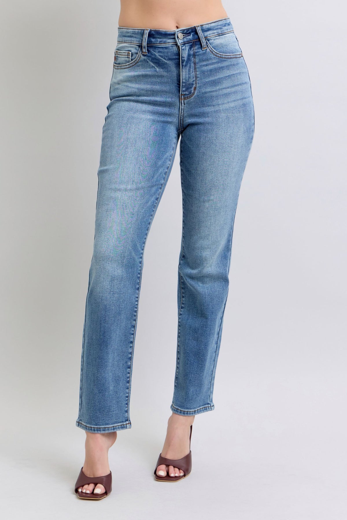 Judy Blue Full Size Wash Thermal Straight Jeans with Pockets - Sydney So Sweet