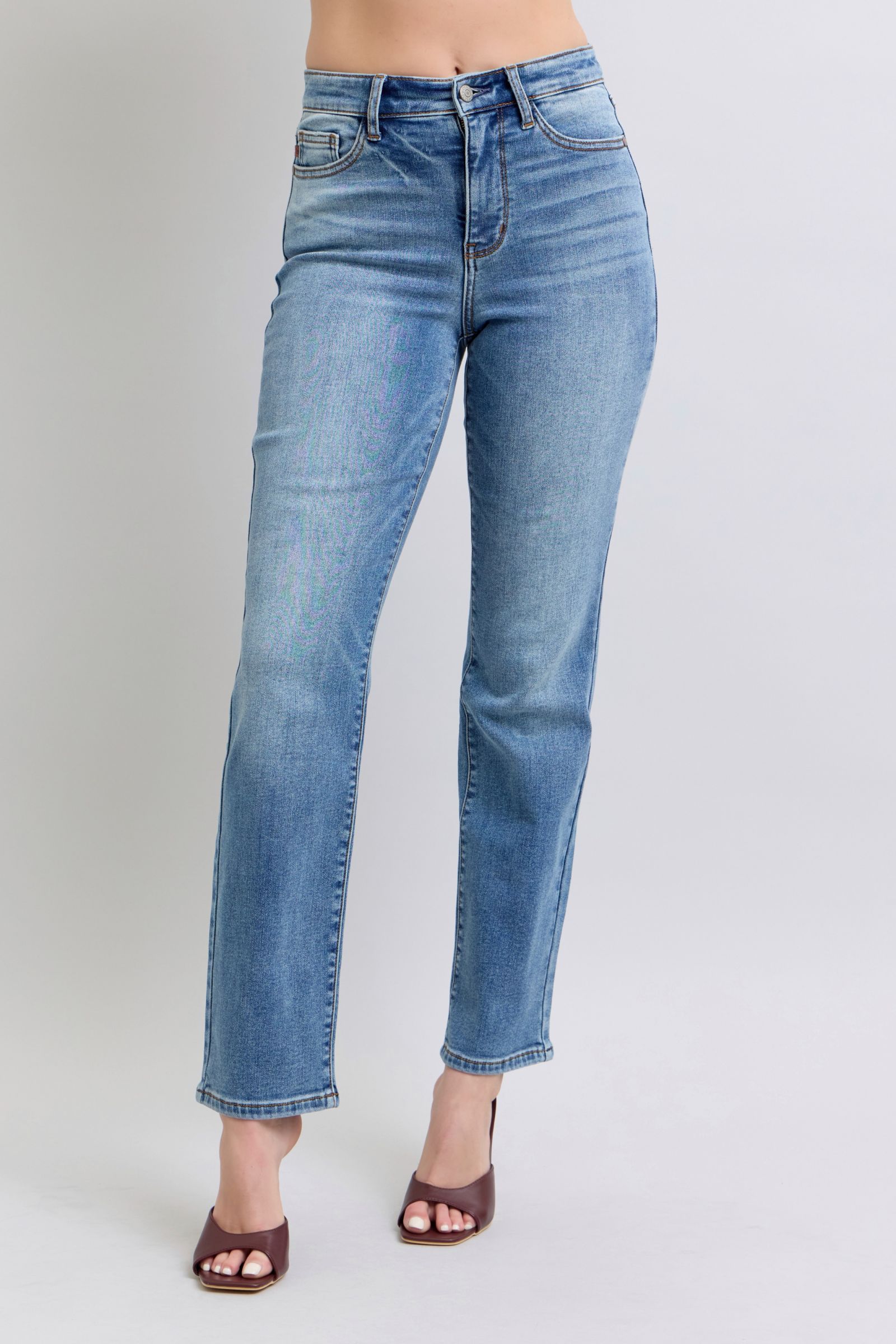 Judy Blue Full Size Wash Thermal Straight Jeans with Pockets - Sydney So Sweet