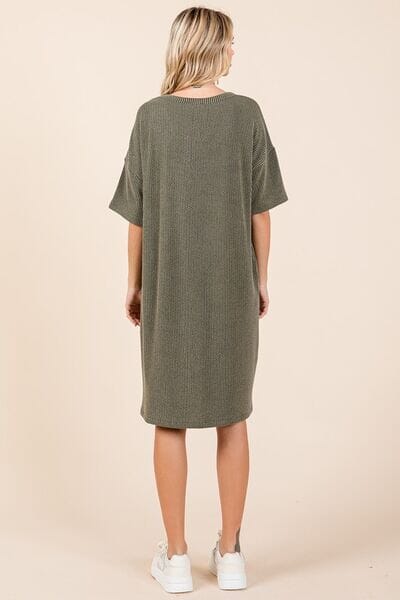 Mittoshop Urban Rib Knit Short Sleeve Tee Dress - Sydney So Sweet