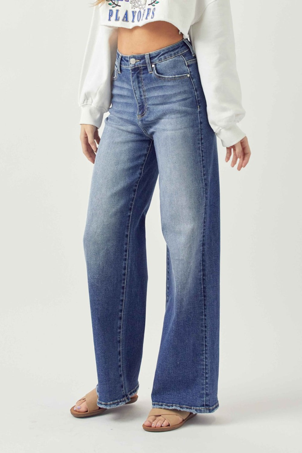 Risen Full Size High Rise Wide Leg Jeans - Sydney So Sweet