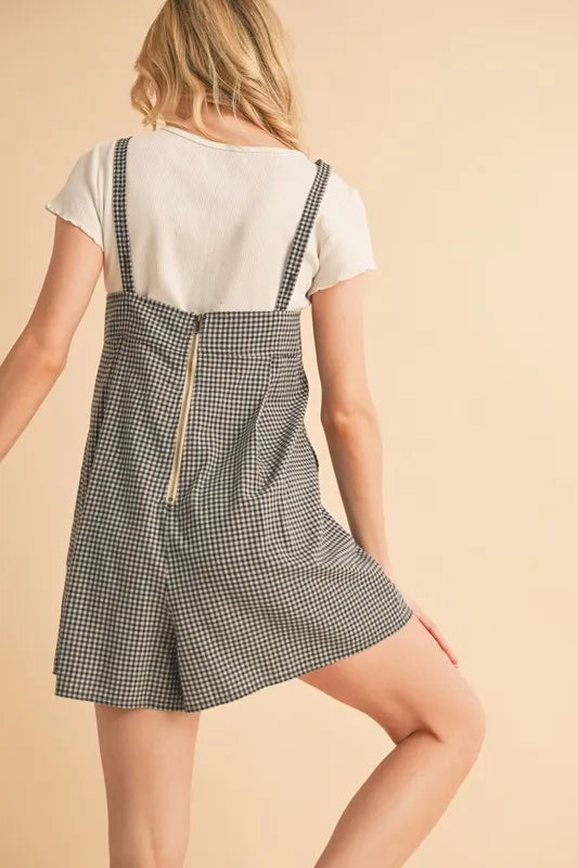 Aemi+Co Plaid Square Neck Romper - Sydney So Sweet