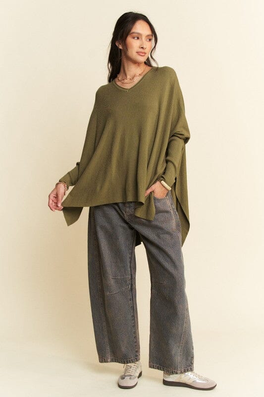 Davi & Dani High-Low Side Slit Batwing Sleeve Top - Sydney So Sweet