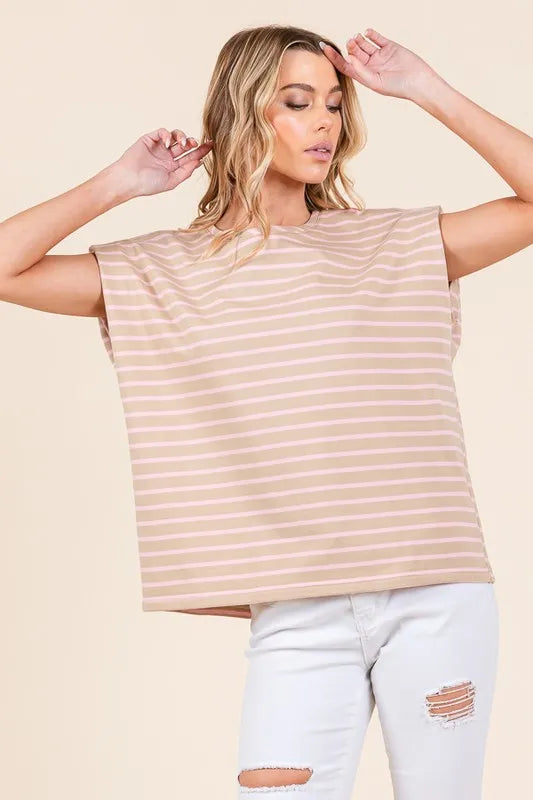 Lime 'N' Chili Striped Muscle Sleeve Top - Sydney So Sweet