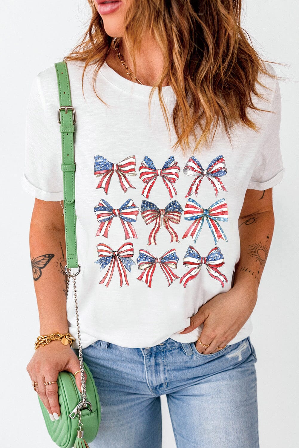 Bow Graphic Round Neck Short Sleeve T-Shirt - Sydney So Sweet