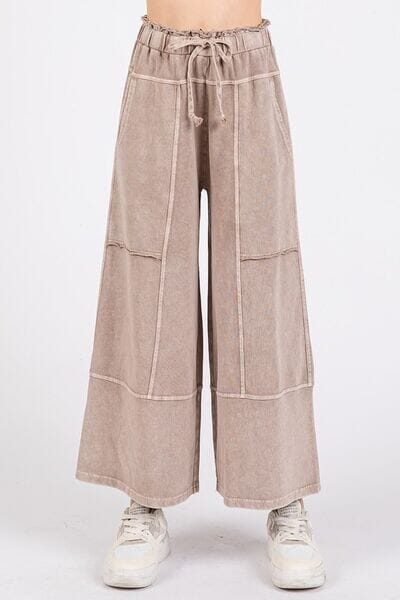 Mittoshop Mineral Wash Seam French Terry Wide Leg Pants - Sydney So Sweet