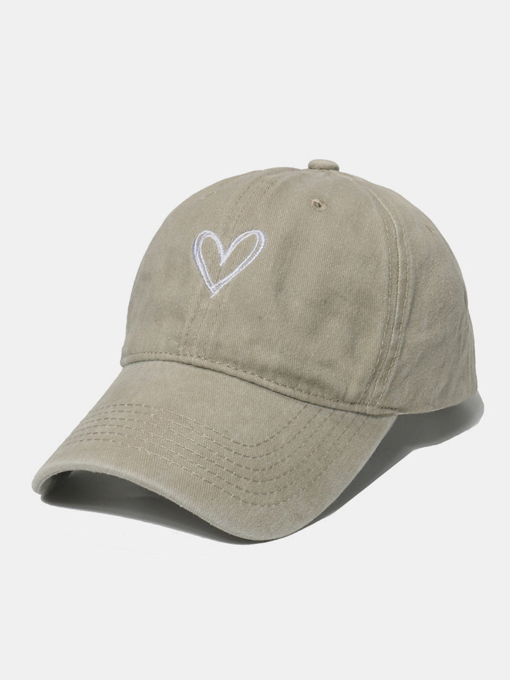 Embroidered Heart Washed Cotton Baseball Cap - Sydney So Sweet