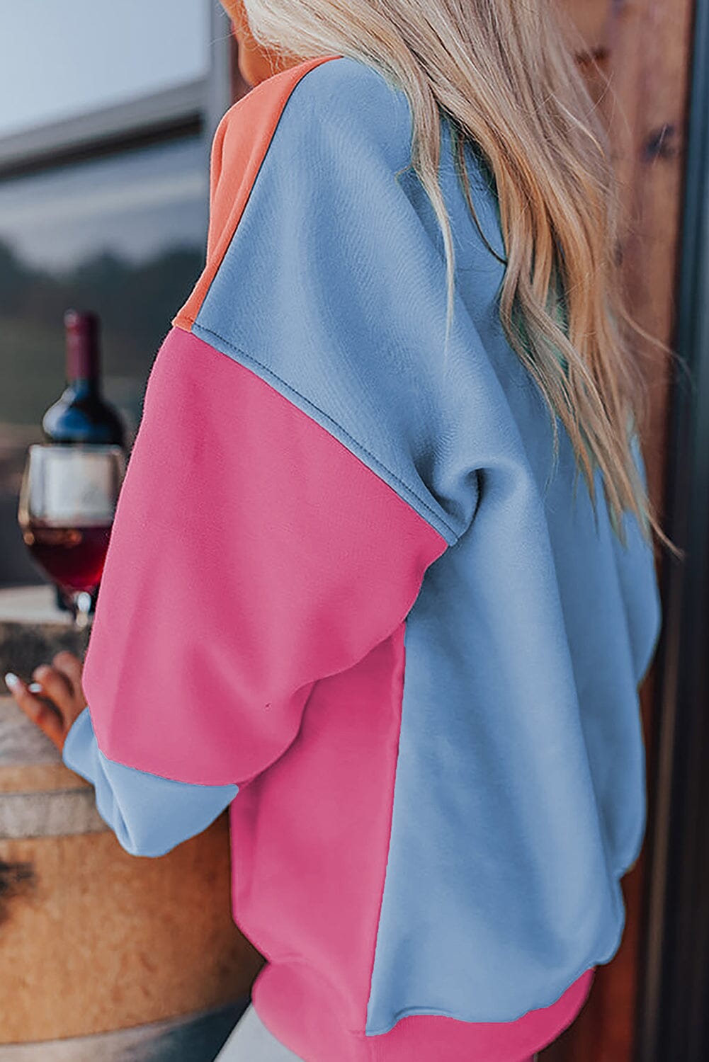 Color Block Round Neck Long Sleeve Sweatshirt - Sydney So Sweet