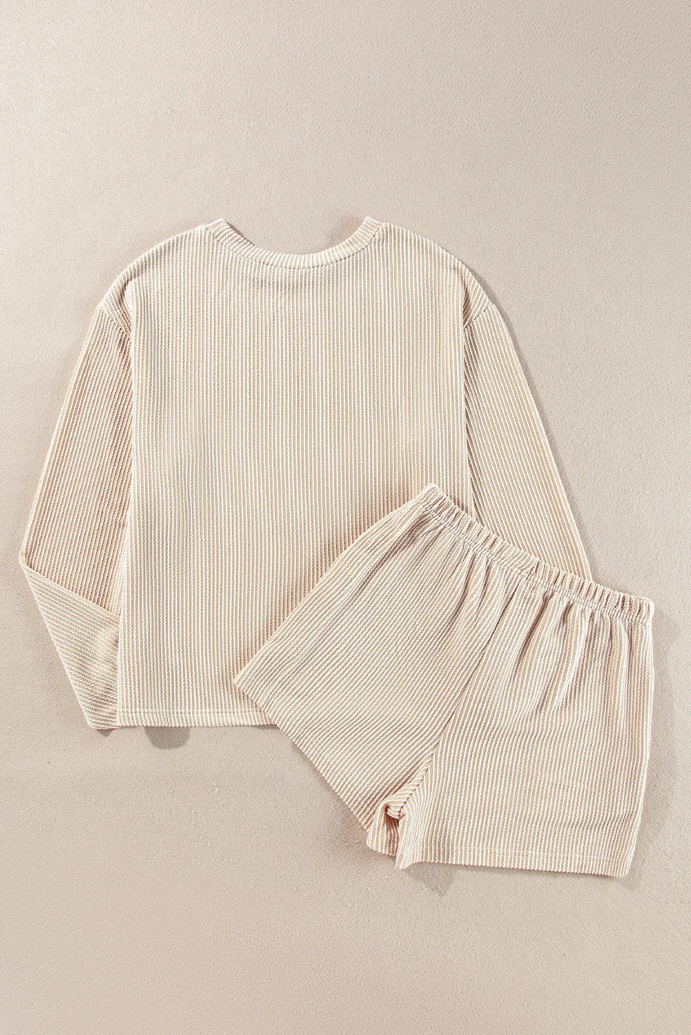 Round Neck Long Sleeve Top and Shorts Set - Sydney So Sweet