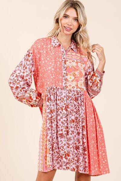 Mittoshop Floral Button Detail Long Sleeve Shirt Dress - Sydney So Sweet