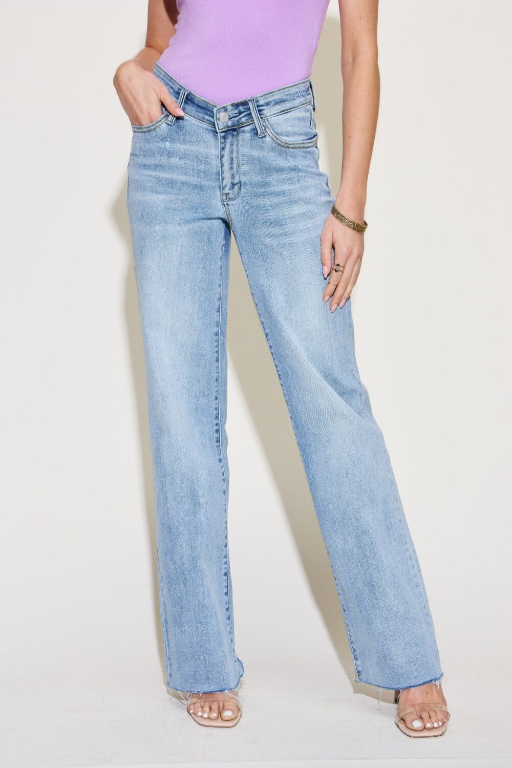 Judy Blue Full Size V Front Waistband Straight Jeans - Sydney So Sweet