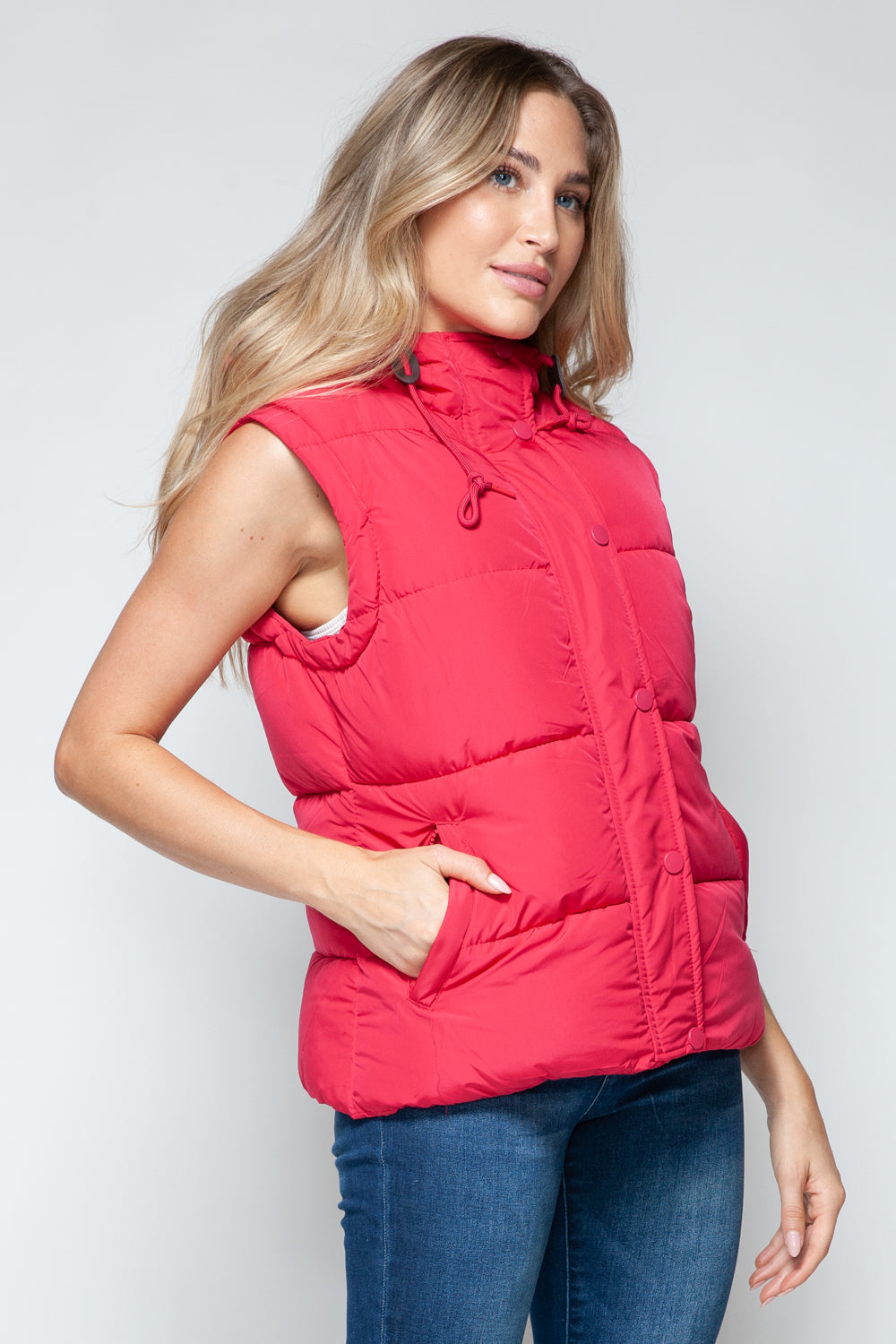 Snobbish Snap and Zip Closure Hooded Vest - Sydney So Sweet