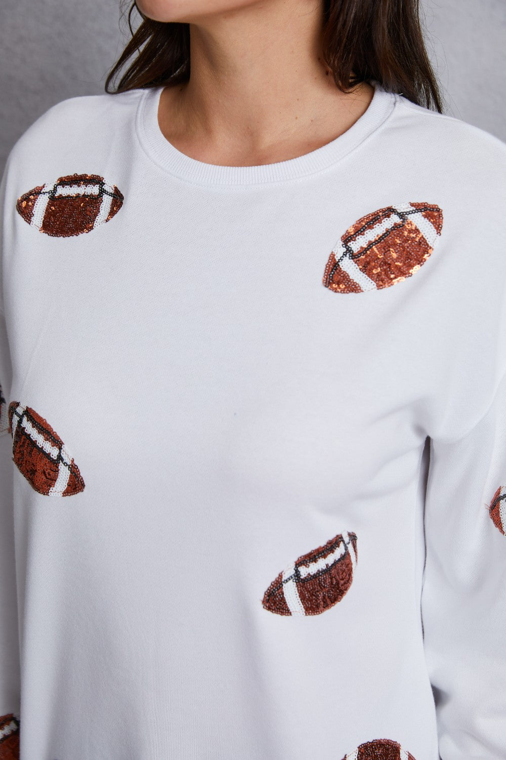 Football Sequin Patch Long Sleeve Sweatshirt - Sydney So Sweet