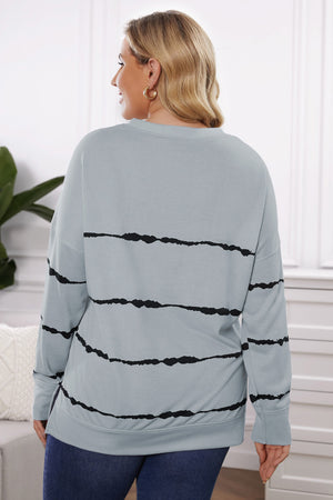 Plus Size Round Neck Dropped Shoulder Sweatshirt - Sydney So Sweet