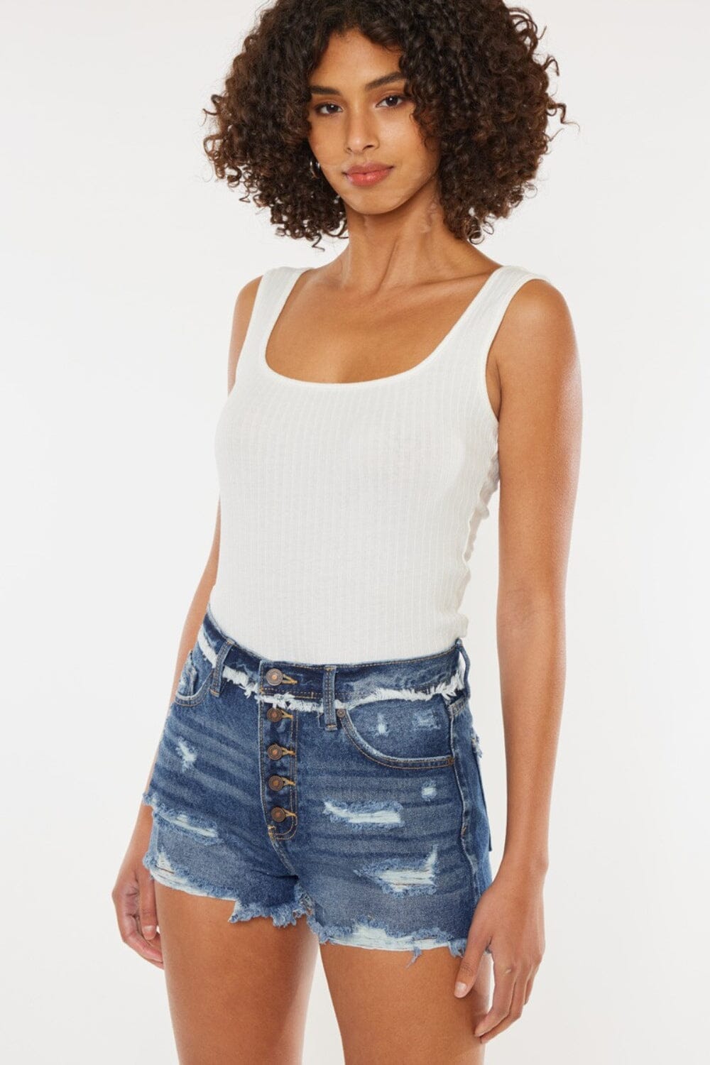 Kancan Distressed Button Fly Denim Shorts - Sydney So Sweet