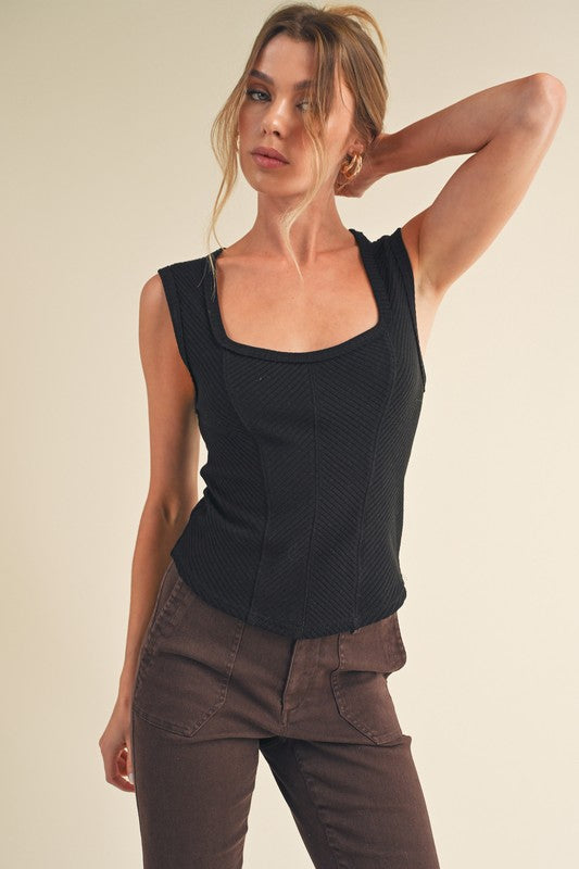 Aemi + Co Exposed Seam Ribbed Wide Strap Tank - Sydney So Sweet
