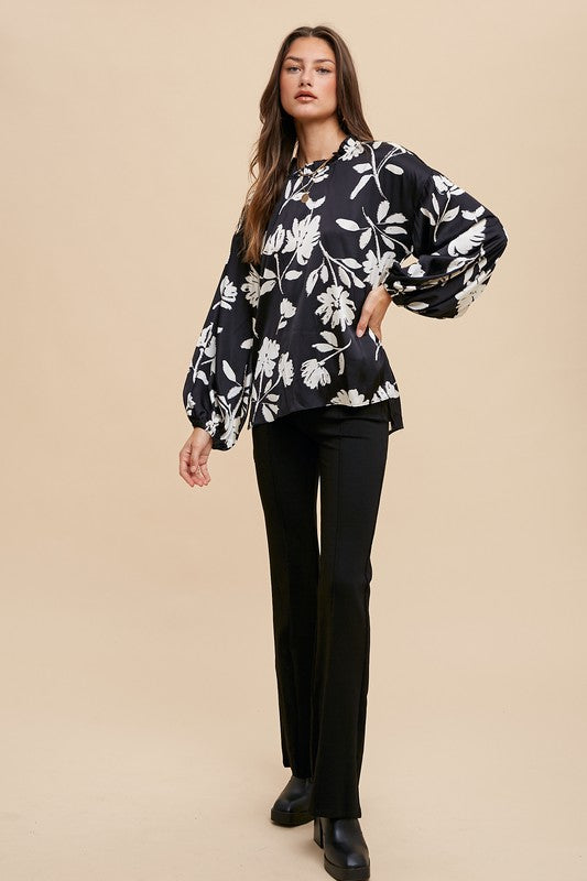 Annie Wear Frill Printed Balloon Sleeve Blouse - Sydney So Sweet