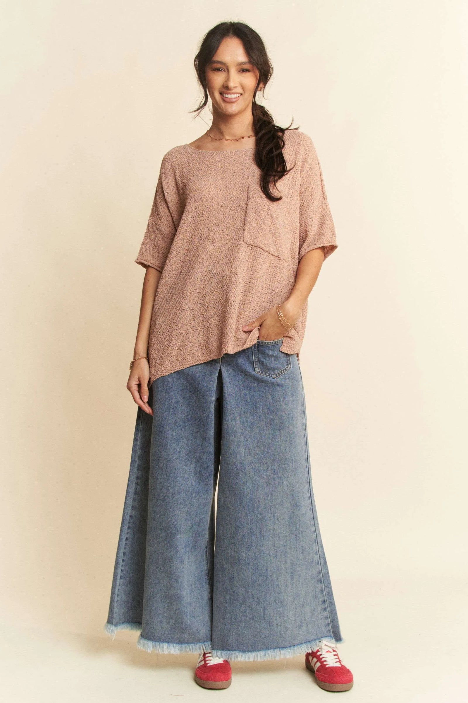 Davi & Dani Patch Pocket Wide Leg Culotte Jeans - Sydney So Sweet
